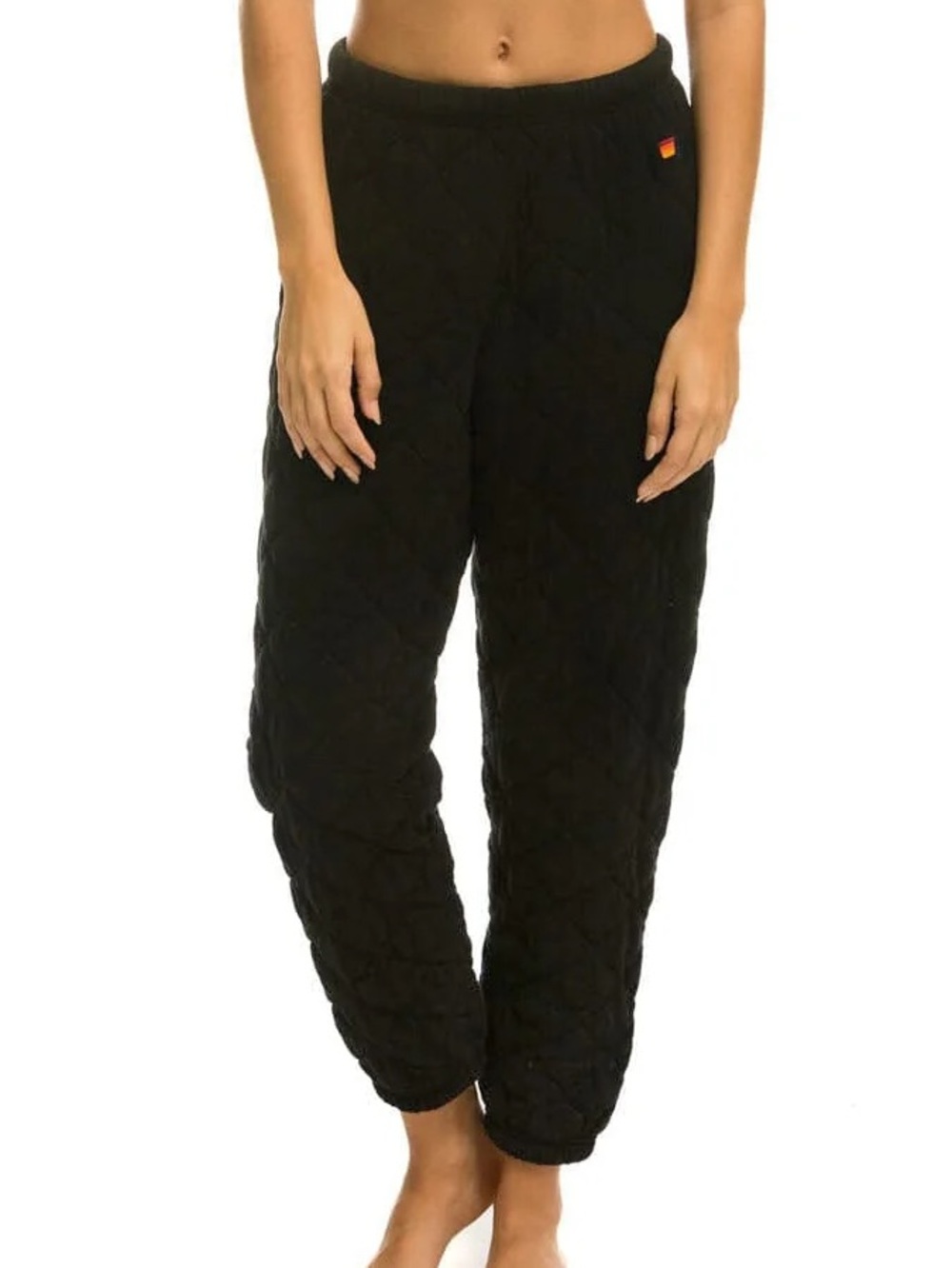 Aviator Nation Quilted Sweatpants Black XS Unisex Cotton Blend Made in USA